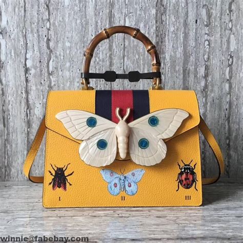 gucci yellow bag with moth|Gucci shoulder bag.